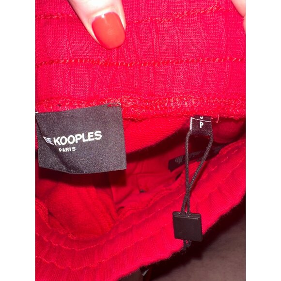 The Kooples Mens Red Drawstring Tracksuit Trousers Size S Cotton & Badge - Picture 8 of 10